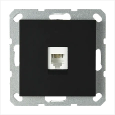 Изображение Интернет-розетка RJ45 с накладкой, цвет черный матовый (soft touch)